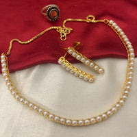 FS Collection Gold Plated Crystal with Pearls Necklace Set