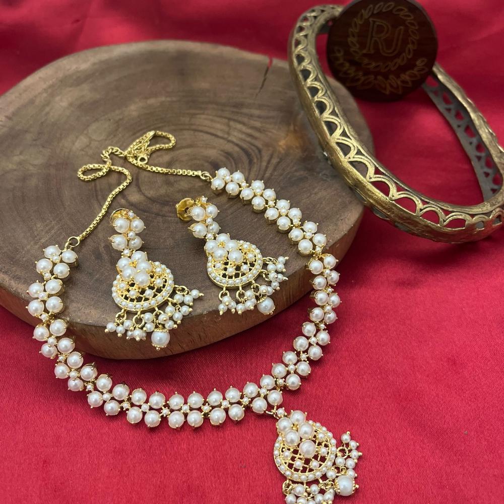 FS Collection Designer Gold Plated Pearls Necklace Set