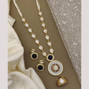 FS Collection Designer Gold Plated Austrian Stones and Pearls Perfect for Modern Looks Long Necklace Set
