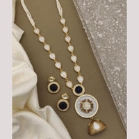 FS Collection Designer Gold Plated Austrian Stones and Pearls Perfect for Modern Looks Long Necklace Set
