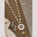 FS Collection Designer Gold Plated Austrian Stones and Pearls Perfect for Modern Looks Long Necklace Set