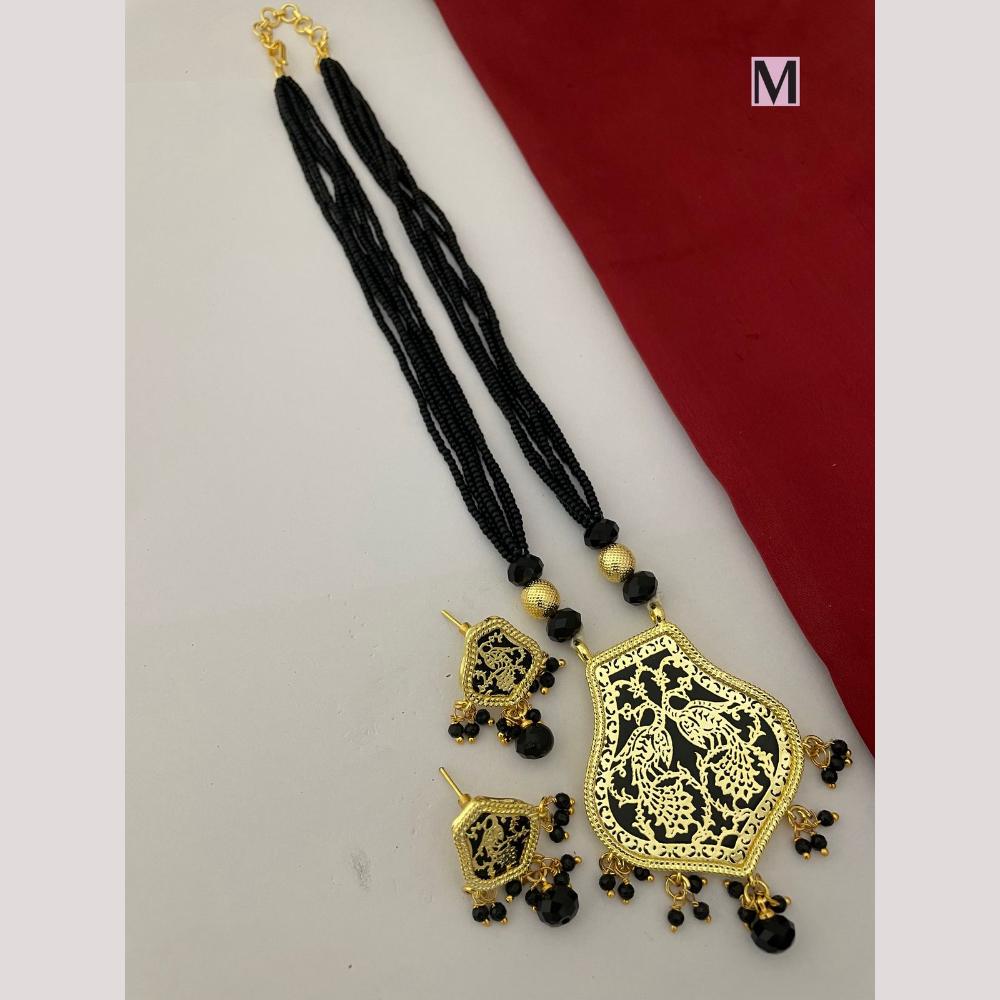 FS Collection Classic Gold Plated Beads Stylish Jewelry for Traditional Outfits Necklace Set