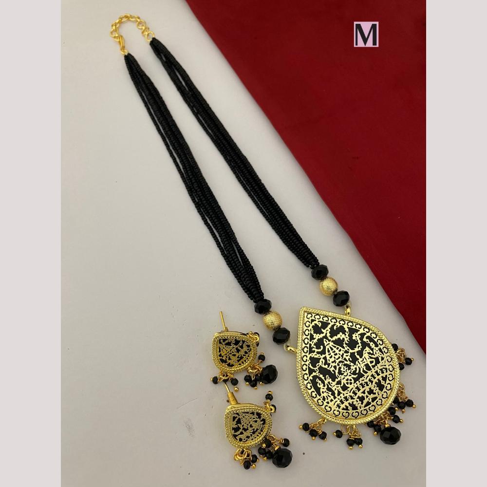 FS Collection Classic Gold Plated Beads Stylish Jewelry for Traditional Outfits Necklace Set