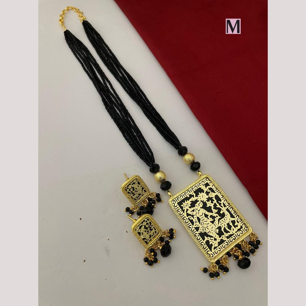 FS Collection Classic Gold Plated Beads Stylish Jewelry for Traditional Outfits Necklace Set