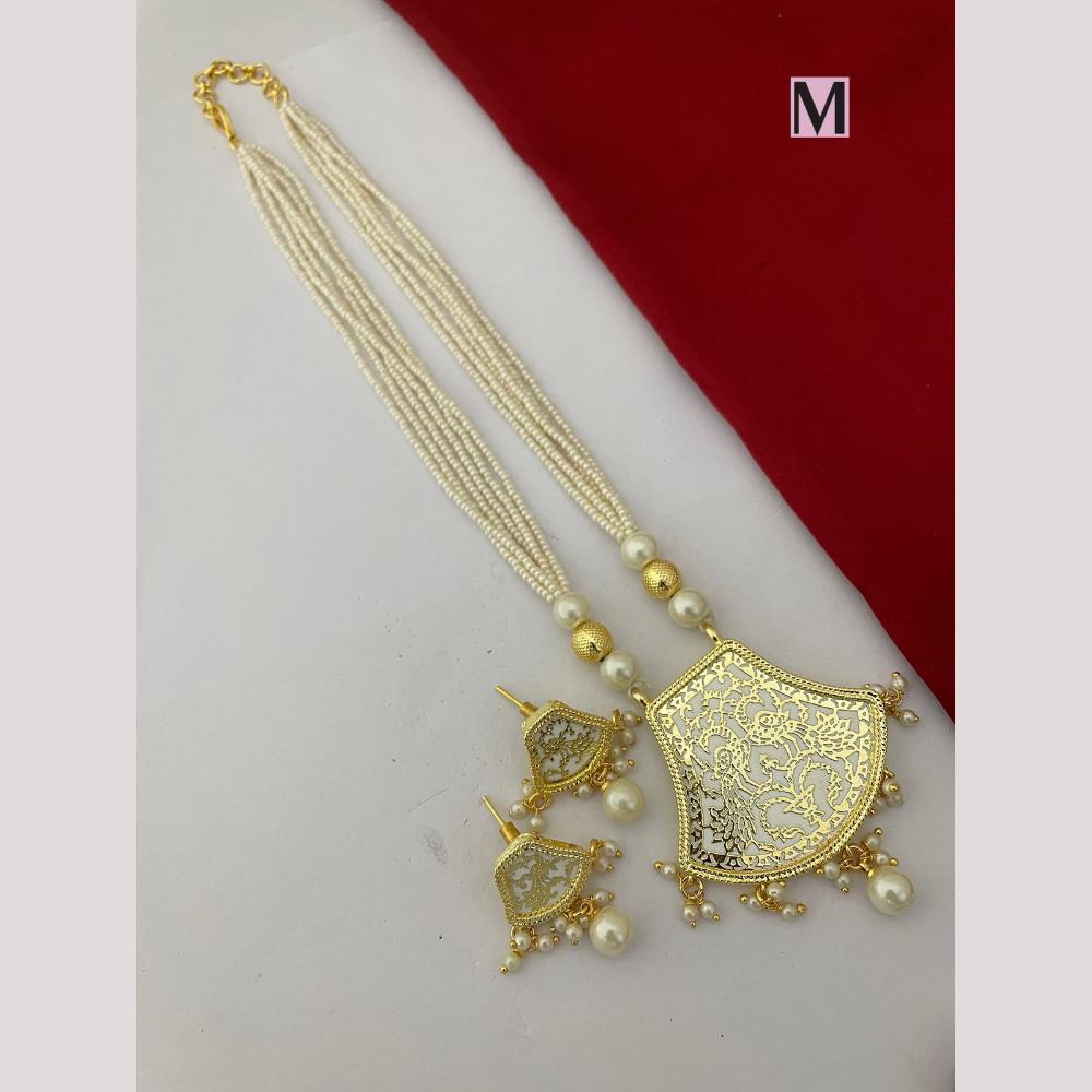 FS Collection Classic Gold Plated Beads Stylish Jewelry for Traditional Outfits Necklace Set