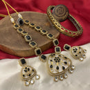 FS Collection Traditional Gold Plated Pota and Austrian Stones for Weddings Necklace Set