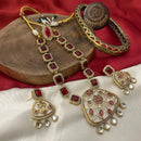 FS Collection Traditional Gold Plated Pota and Austrian Stones for Weddings Necklace Set