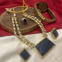 FS Collection Traditional Gold Plated Crystal and Austrian Stones for Weddings Necklace Set