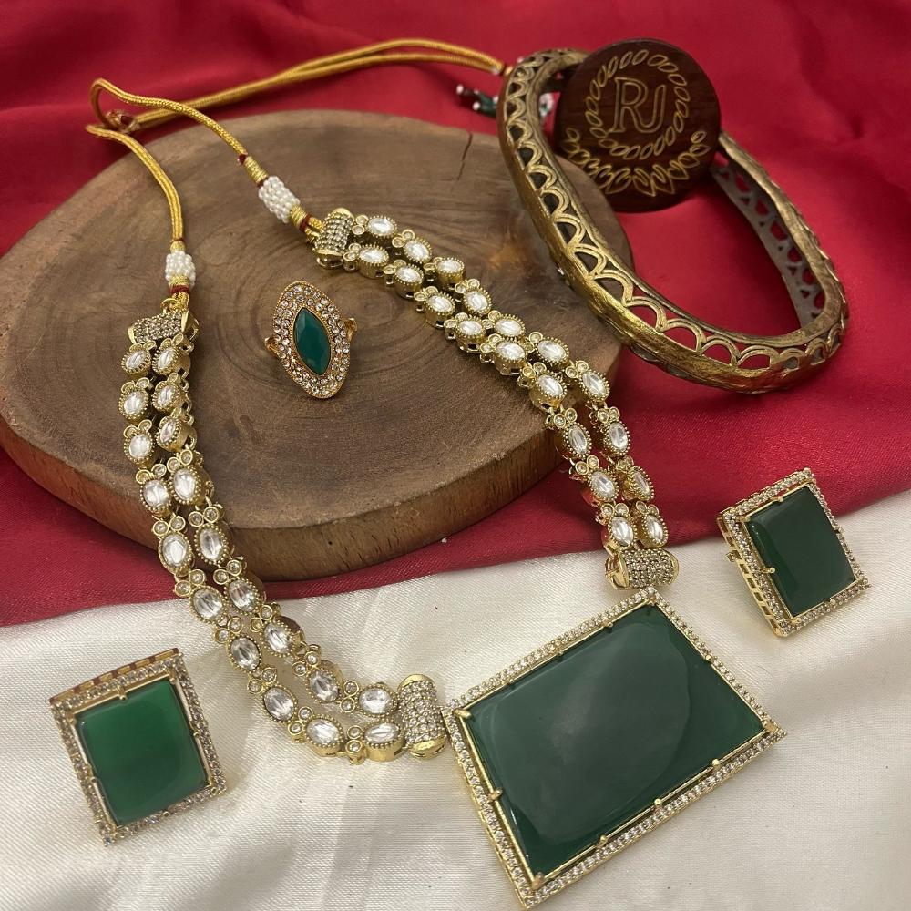 FS Collection Traditional Gold Plated Crystal and Austrian Stones for Weddings Necklace Set
