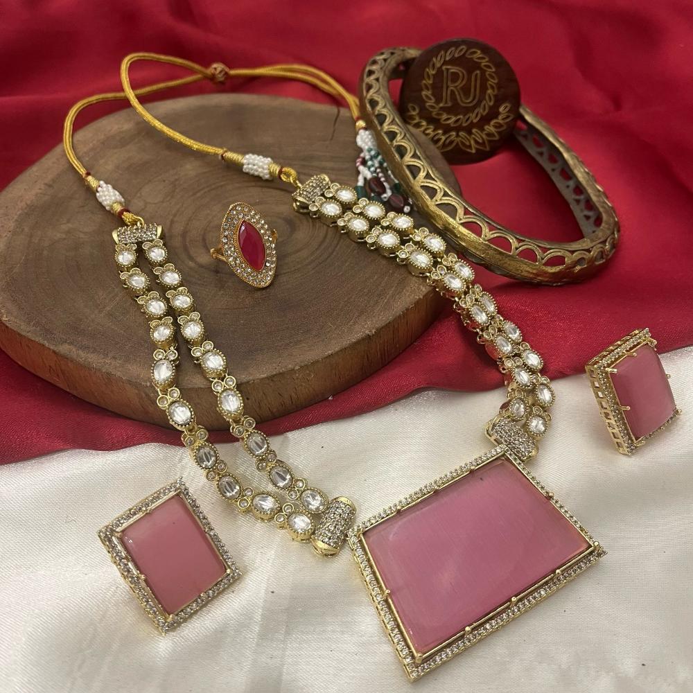 FS Collection Traditional Gold Plated Crystal and Austrian Stones for Weddings Necklace Set