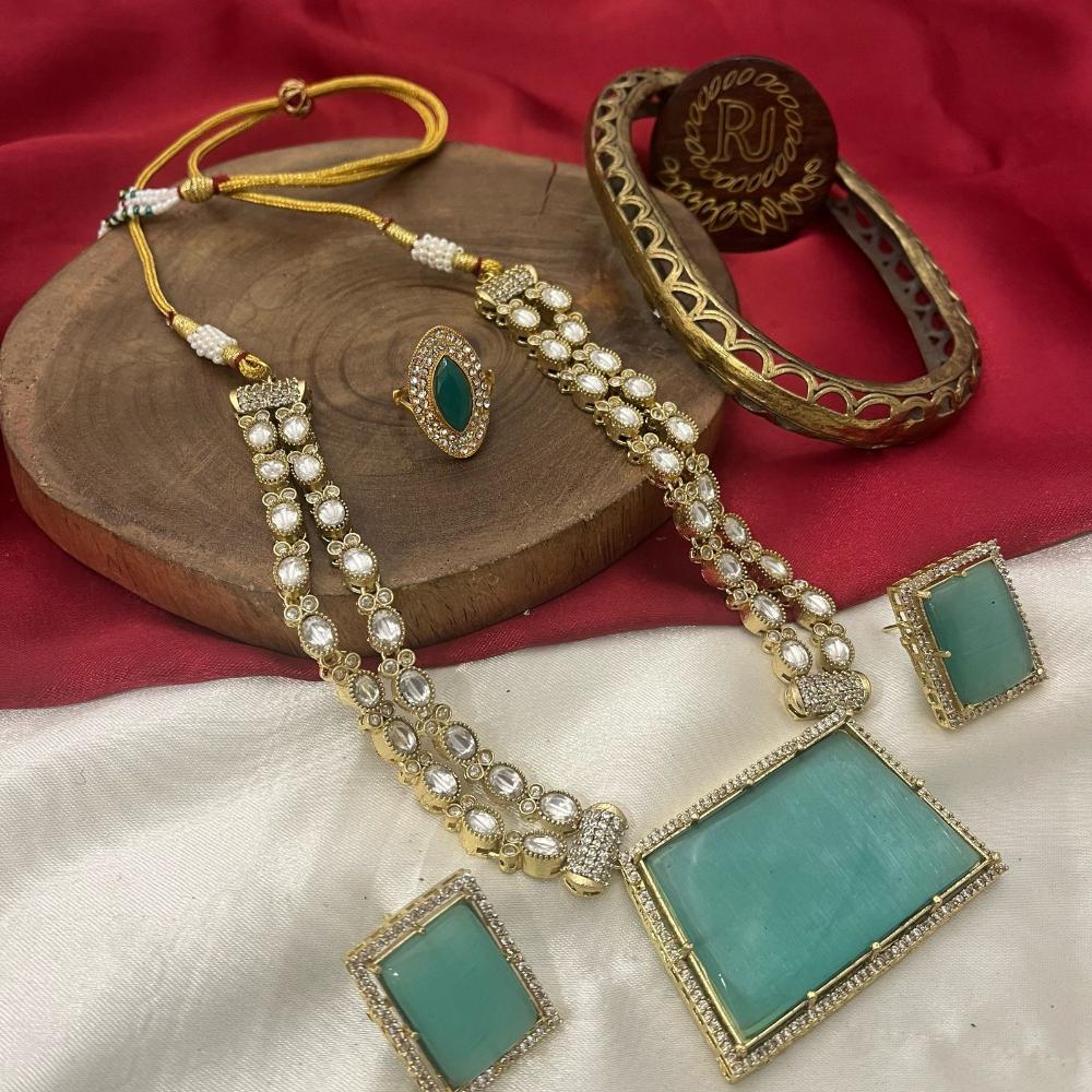 FS Collection Traditional Gold Plated Crystal and Austrian Stones for Weddings Necklace Set