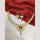 FS Collection Gold Plated Green and Pink Crystal And Pearls Ethnic Jewelry Necklace Set