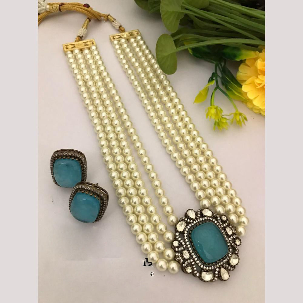 FS Collection Designer Crystals and Pearls Long Necklace Set