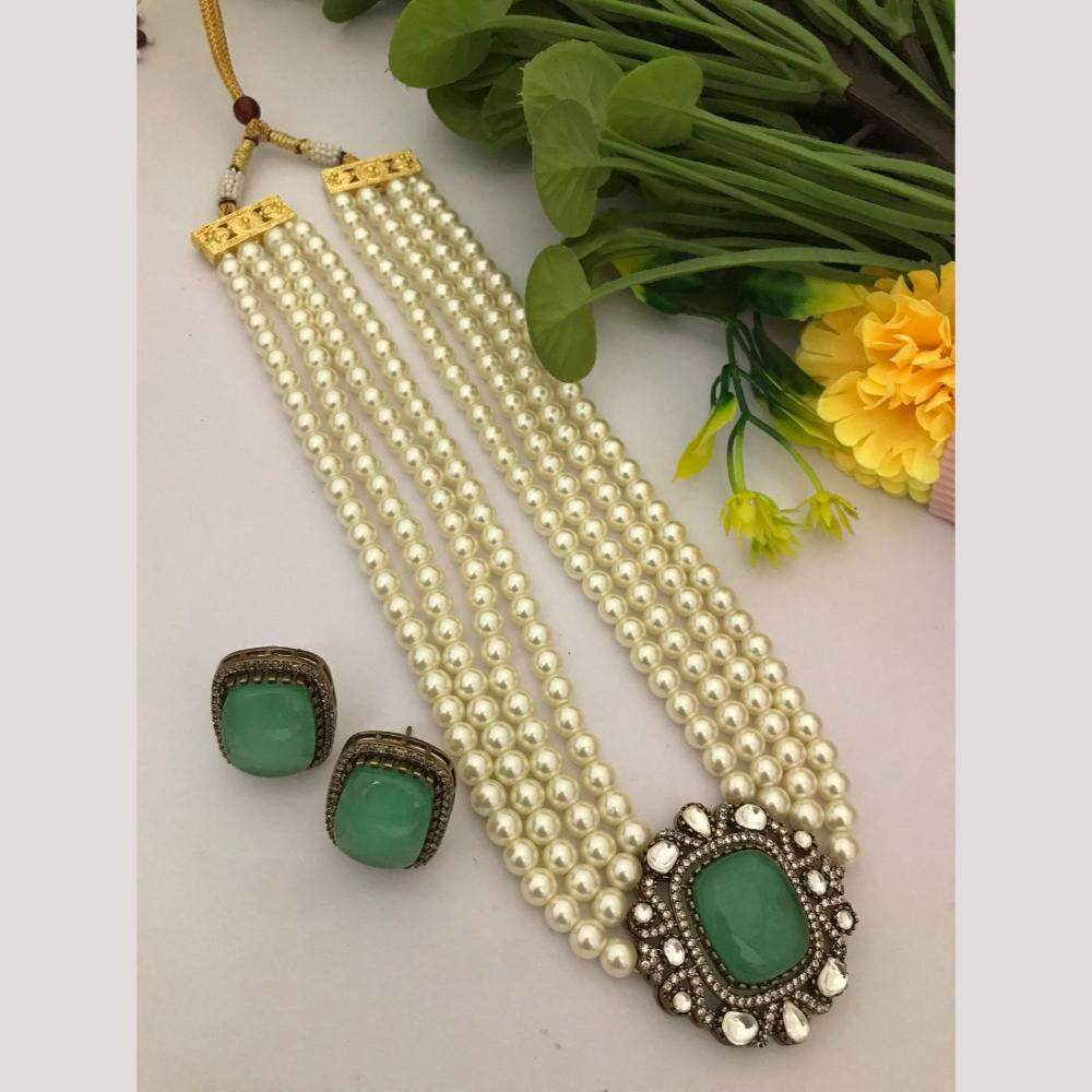 FS Collection Designer Crystals and Pearls Long Necklace Set