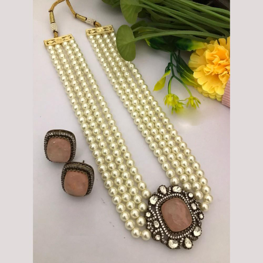 FS Collection Designer Crystals and Pearls Long Necklace Set