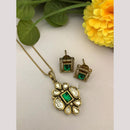 FS Collection Designer Gold Plated Kundan Traditional Chain Pendant Set