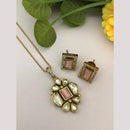 FS Collection Designer Gold Plated Kundan Traditional Chain Pendant Set