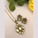FS Collection Designer Gold Plated Kundan Traditional Chain Pendant Set