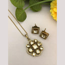 FS Collection Designer Gold Plated Kundan Traditional Chain Pendant Set