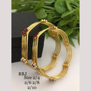 FS Collection Festive Wear Gold-Plated Pota And Pearls Bangle Set
