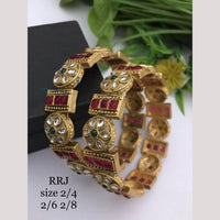 FS Collection Festive Wear Gold-Plated Kundan Bangle Set