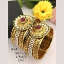 FS Collection Festive Wear Gold-Plated Kundan Meenakari Bangle Set