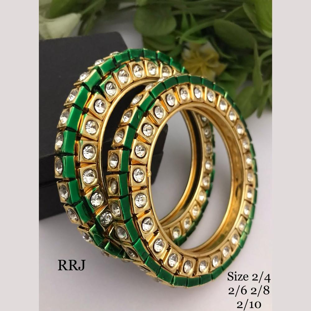 FS Collection Festive Wear Gold-Plated Austrain Stone Meenakari Bangle Set