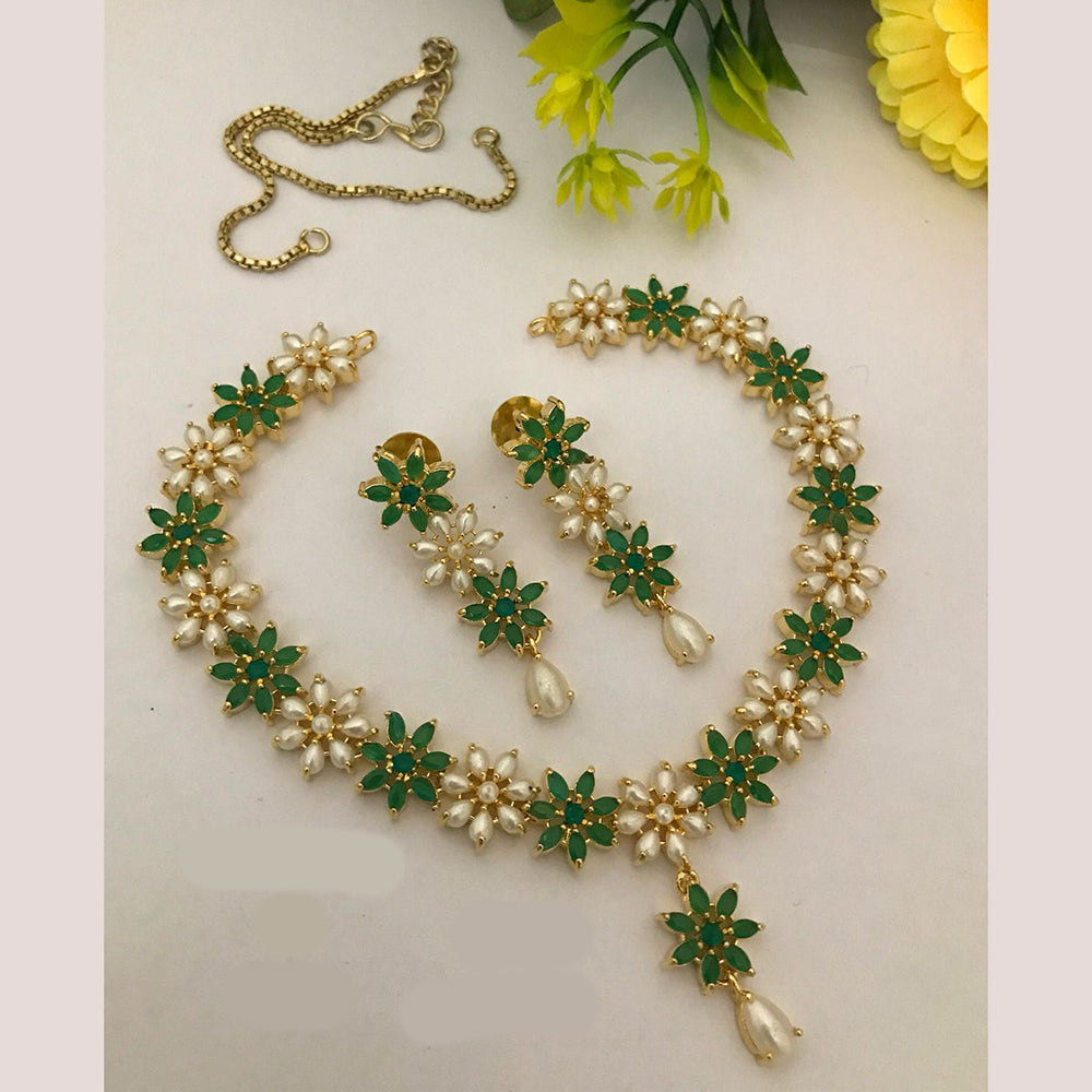 FS Collection Radiant Bloom Crystal and Pearl Necklace Set