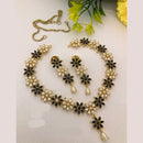 FS Collection Radiant Bloom Crystal and Pearl Necklace Set