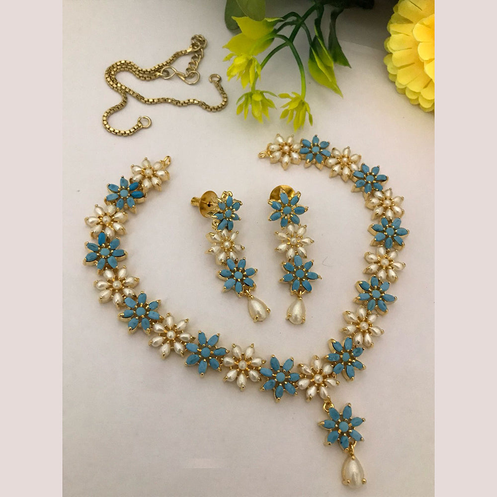 FS Collection Radiant Bloom Crystal and Pearl Necklace Set