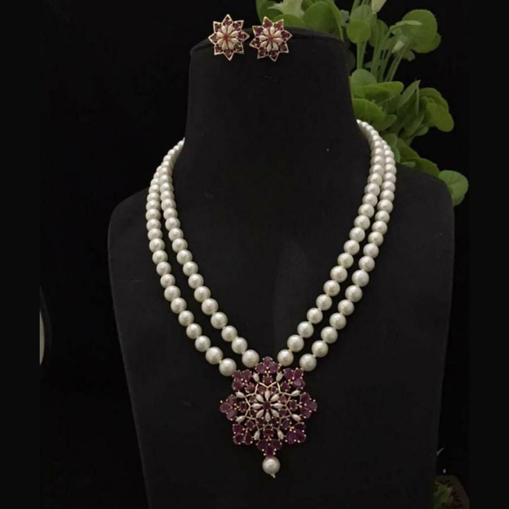 FS Collection Radiant Bloom Crystal and Pearl Necklace Set