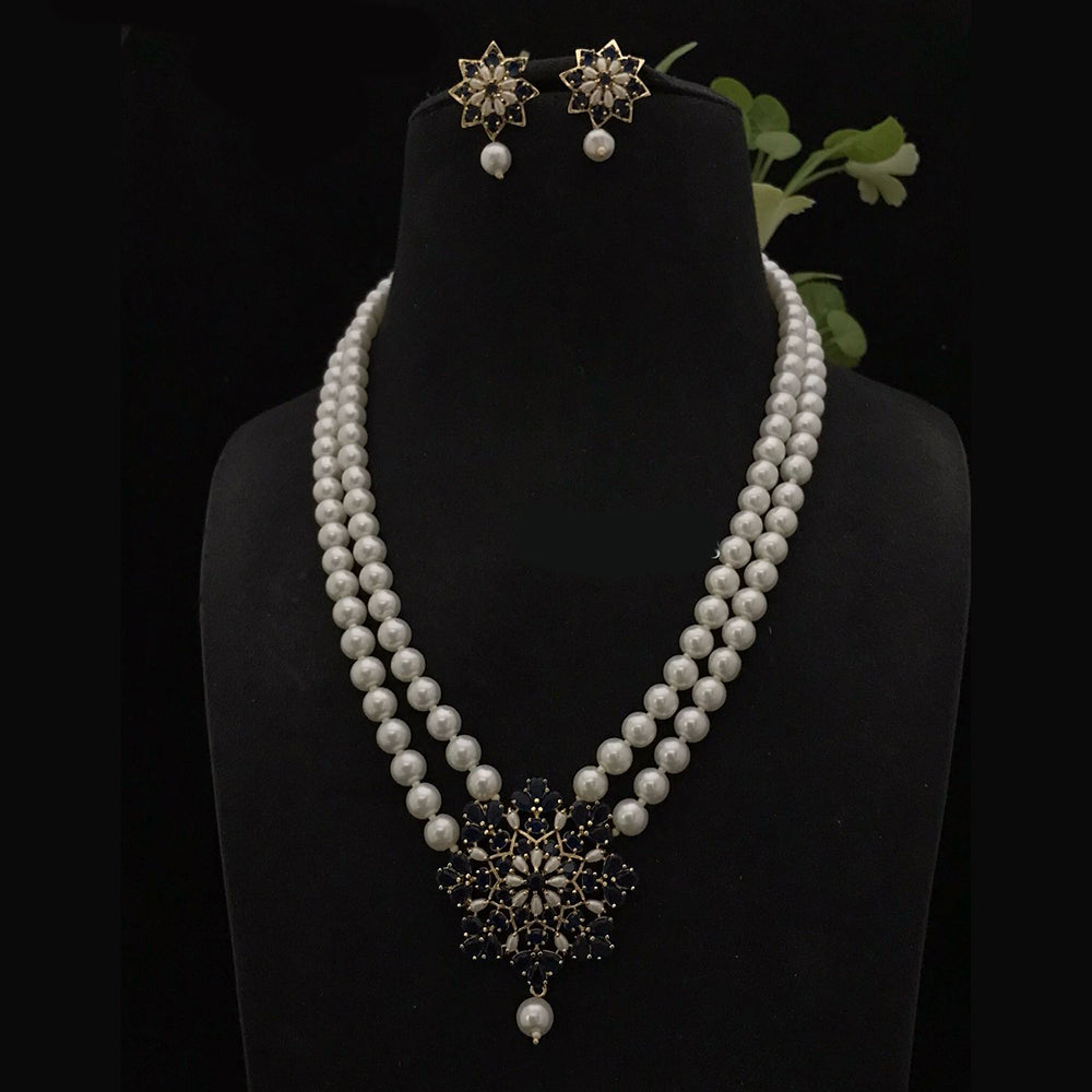 FS Collection Radiant Bloom Crystal and Pearl Necklace Set