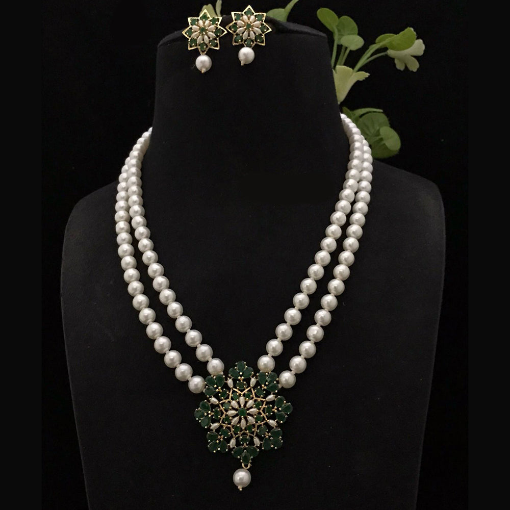 FS Collection Radiant Bloom Crystal and Pearl Necklace Set