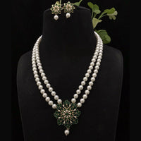 FS Collection Radiant Bloom Crystal and Pearl Necklace Set