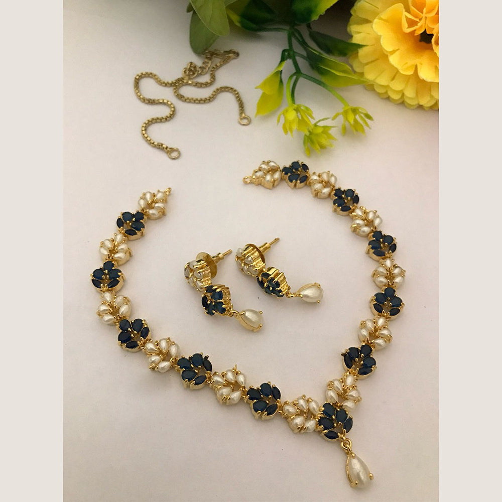 FS Collection Radiant Bloom Crystal and Pearl Necklace Set