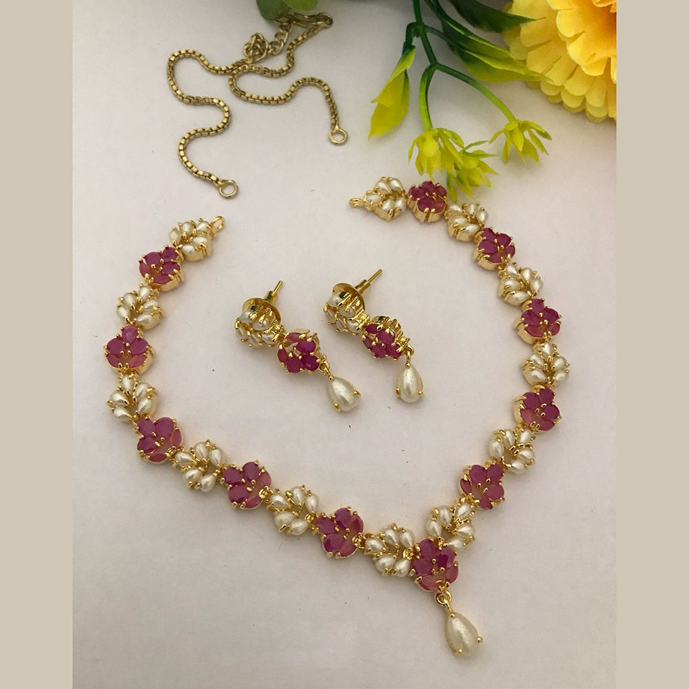 FS Collection Radiant Bloom Crystal and Pearl Necklace Set