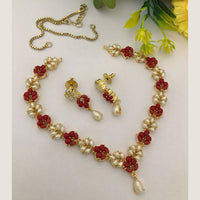 FS Collection Radiant Bloom Crystal and Pearl Necklace Set