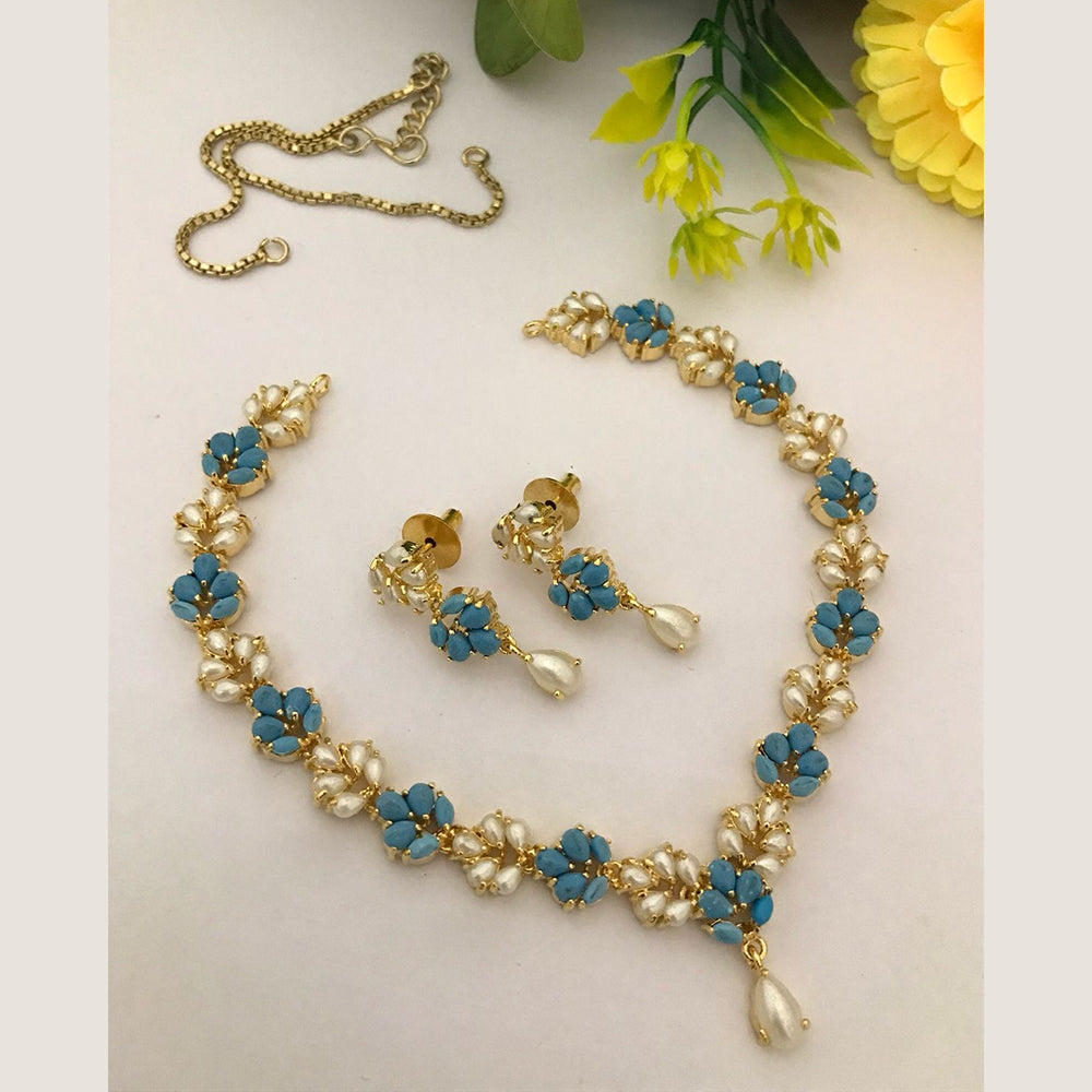 FS Collection Radiant Bloom Crystal and Pearl Necklace Set