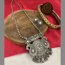 FS Collection Oxidized Plated Pota Stone And Ghungroo Long Necklace Set