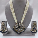 FS Collection Auspicious Kundan And Austrian Stone Pearl And Beads Long Necklace Set