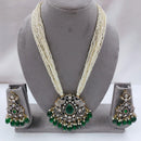 FS Collection Auspicious Kundan And Austrian Stone Pearl And Beads Long Necklace Set