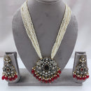 FS Collection Auspicious Kundan And Austrian Stone Pearl And Beads Long Necklace Set