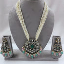 FS Collection Auspicious Kundan And Austrian Stone Pearl And Beads Long Necklace Set