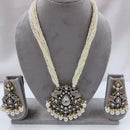 FS Collection Auspicious Kundan And Austrian Stone Pearl And Beads Long Necklace Set