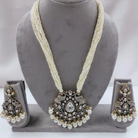 FS Collection Auspicious Kundan And Austrian Stone Pearl And Beads Long Necklace Set