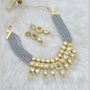 FS Collection Gold Plated Kundan Stone And Beads Necklace Set