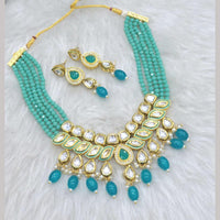 FS Collection Gold Plated Kundan Stone And Beads Necklace Set