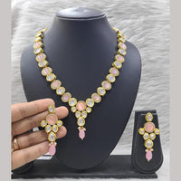 FS Collection Gold Plated Kundan Stone And Beads Necklace Set
