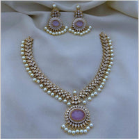 FS Collection Gold Plated Austrian Stone And Beads Elegant Necklace Set