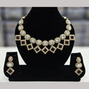 FS Collection Elegant Gold Plated  Pota Stones Perfect for Weddings, Festivals Necklace Set